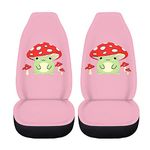 WELLFLYHOM Mushroom Seat Covers for Cars for Women Full Set Frog Car Accessories,Pink Vehicle Front Seat Protector Auto Interior Cute Decoration,Universal Bucket Seat Covers for Trucks/SUV/Van