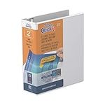 QuickFit Mini View 3 Ring Binder, Heavy-Duty Round-Ring Binder, 5.5" x 8.5", White