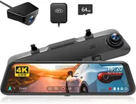 WOLFBOX G850 12" 4K Rear View Mirror Camera with 5.8GHz WiFi and Voice Control, Smart Mirror Dash Cam Front and Rear, Backup Camera with 1080P Rear Camera, Dash Cam with WDR, Includes 64GB Card & GPS