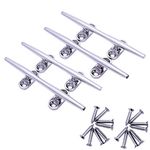 Boat Dock Cleats 316 Stainless Steel Open Base 6 Inch Deck Cleats Mooring Accessories,Pack of 4,Include Installation Screws