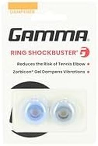 GAMMA Shockbuster Ring Tennis Racket Dampener, Easy-to-Install Tennis Dampener with Zorbicon Gel Technology Minimizes Vibration During Prolonged Use, Blue and Black, Pack of 2