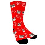 ABIsedrin Personalised Pet Socks, Custom Socks with Pet Picture, Customised Dog Socks Add Text Unisex,Red