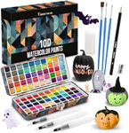 Zenacolor Watercolor Paint Set with 100 Colors - Water Color Pallet Adult & Kids with 3 Brush Pens - Vibrant, Neon, Pastel & Metallic Watercolor Paint