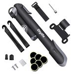 Bike Pump, [120 PSI][17in1] Diyife Bicycle Pump with Gauge, Mini Bike Frame Pump, Portable Bike Tire Pump with Needle, Patch Kit, Valve Cap, Mounting Bracket for Road Mountain Bike Fit Presta Schrader