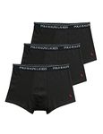 POLO RALPH LAUREN Men's Classic Fit Cotton Boxer Briefs, Trunks & Long Leg Available (3 Pack), Polo Black/Rl2000 Red Pp Trunk, Large