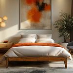 Acacia Mervyn Wooden Bed Frame, 100% Solid Wood Platform Bed, All Mattress Support & No Box Spring Needed, Effortless Assembly, 800 lbs Capacity, 5 Years Warranty Bedroom Furniture (Caramel, Queen)