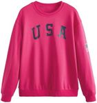 SweatyRocks Womens Casual Long Sleeve Pullover Sweatshirt Alien Patch Shirt Tops Hot Pink Large