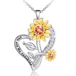Sunflower Necklace for Women S925 Sterling Silver You are My Sunshine Pendant Necklaces Jewelry Gifts for Women Mom Wife