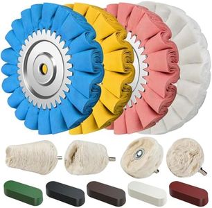 Konvixon 13PCS 8" Airway Buffing Wheel Kit,16-Layer S-Shape Aluminum Metal Polishing Wheel, 5/8" Arbor, 5 Compounds & 4 Detail Wheels for Semi Truck Wheels, Fuel Tanks, Bumpers, Steps & Diamond Plates