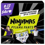 Pampers Ninjamas Pyjama Pants Boys, 8-12 Years (27-43kg), 54 Night Time Pants, All-Night Leak Protection, Packaging May Vary