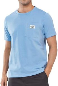 NORTHYARD Men's Cotton Work Shirt Heavyweight Crew Neck Short Sleeve T-Shirts Relaxed Fit Outdoor Wear with Chest Pocket Bluestone 3XL