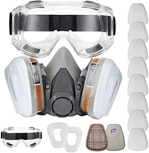 Reusable Face Cover Set with Glasses for Gas, Painting, Dust, Machine Polishing, Organic Vapors with Filter Cotton, Staining,Car Spraying,Sanding &Cutting, DIY and Other Work Protection