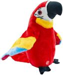 Surplex Sound Repeating Parrot Plush Plush Interactive Toy, Waving Wings Electronic Record Bird Toy Stuffed Animal Sensory Educational Toy Cute talking parrot toy Birthday Xmas Gift for Kids ＆ Baby