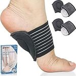 Ailaka 2 Pair Arch Support Braces, Compression Cushioned Plantar Fasciitis Sleeves for Pain Relief & Sore, Flat Feet, Heel Spurs (Black & Grey, One size fit all)