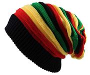 Qhome Fashion Bob Marley Jamaican Reggae Cap Multi-Colour Striped Rasta Hat Slouchy Baggie Beanie Skullies Gorro Rasta Women, Multicolour, IN