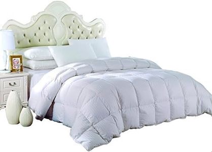 Royal Hotel's OVERSIZED King Size Light Down-Comforter 650-Fill-Power 100% Cotton Shell 300TC - Stripe White