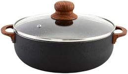 IMUSA USA Black CHI-00052 4.4Qt Stone Caldero with Woodlook Handles and Knob, 4.4 Quart