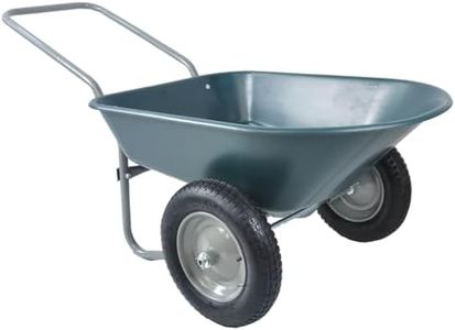 2-Wheel Wheelbarrow, Heavy Duty Garden Cart, Two Wheeled Trolley with 2 Large 15" Inflatable Wheels, 300 lb Load Home Utility Dump Cart For Outdoor Lawn Yard Farm Ranch 57.87 "x 28.35" x 26 "