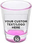 Custom Shot Glasses 1.75 oz. Set of 10, Personalized Bulk Pack - Great for Wedding Favors, Bachelorette Party Decorations, Party Fovors, Color Bottom - Pink