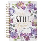 Hardcover Journal Be Still and Know Psalm 46:10 Bible Verse Purple Rose Inspirational Wire Bound Notebook w/192 Lined Pages, Large