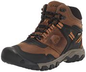 KEEN Men's Ridge Flex Mid Height Waterproof Hiking Boot, Bison/Golden Brown, 7 D (Medium) US