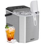 Silonn Ice Maker Countertop, Portable Ice Machine with Carry Handle, Self-Cleaning Ice Cube Makers with Basket and Scoop, 9 Cubes in 6 Mins, 12 KG per Day, Ideal for Home, Kitchen, Camping, RV