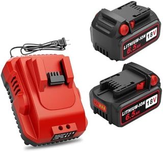 Komifolen 2 Pack 18V 6.5Ah Battery and 1 Set 18Volt Charger Compaitble with Milwaukee m18 Batteries 48-11-1820 48-11-1830 48-1840 48-11-1850