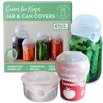 Reusable Silicone Stretch Food Covers and Fermentation Lids | Set of 4 Flexible Covers for Jars Cans and Small Bowls | One Size Fits All Fermenting Lids for Jars | Replace Cling Film