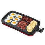 DASH Deluxe Everyday Electric Griddle with Dishwasher Safe Removable Nonstick Cooking Plate for Pancakes, Burgers, Eggs and more, Includes Drip Tray + Recipe Book, 20” x 10.5”, 1500-Watt - Red