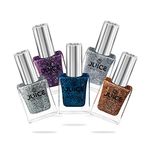 JUICE Quick-dry, Long Lasting, Chip Resistant, Gel Finish, High Gloss, F&D APPROVED COLORS & PIGMENTS Nail Kit, 5 in 1 Combo 21, Shimmer