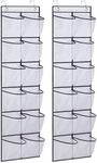 MISSLO Over The Door Shoe Organizer 12 Large Pockets Shoe Storage Rack Holder Mesh Hanging Organiser for Narrow Closet Door with Tidy, White, 2 Pack…