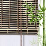 Black Bamboo Slat Roll Up Blind,Natural Bamboo Roller Blind,Wood Window Shades Blinds,Bamboo Light Filtering Custom Roman Shades,Indoor/Outdoor Breathable Decorative Curtain (W70xH120cm/28x47in)