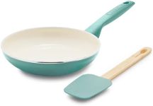 GreenPan Rio Healthy Ceramic Nonstick 8" Frying Pan Skillet and Silicone Spatula Set, Soft Grip Handle, Breaktfast Meal Set, PFAS-Free, Dishwasher Safe, Oven Safe, Turquoise