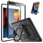 Fintie Case for New iPad 8th Gen (2020) / 7th Generation (2019) 10.2 Inch- [Tuatara Magic Ring] 360 Rotating Multi-Functional Grip Stand Shockproof Fully-Body Rugged Cover with Built-in Screen Protector, Black