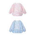 Little Dimsum Long Sleeves Toddler Weaning Bibs |Sleeved Baby Waterproof Feeding Coverall Set | Catching Food & Wipe Clean 6-36 Months(Duck&Sheep)