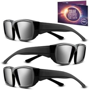 Eclipsee Solar Eclipse Glasses (3 PACK) 2024 Approved Plastic Solar Eclipse Viewing Glasses - CE & ISO Certified Solar Eclipse Glasses, Solar Eclipse Sunglasses for Kids & Adults - Black, 3-Pack