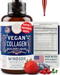 Vegan Collagen Supplement with Biotin Liquid - Age Defense Formula for Youthful Skin, Strong Hair and Nails, and Pain-Free Joints - Gluten-Free, Non-GMO Liquid Collagen Builder - Berry Flavor - 2 oz