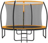 SONGMICS Garden Trampoline Round Diameter 305 cm with Safety Net, Ladder and Padded Bars, Safety Cover, Safety Black/Orange STR102O01