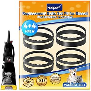 KEEPOW Belt Replacement Fit for Bissell ProHeat 6960W, 1846, 1799, 25A3, 7901, 1622, 8910, 7920, 1623, Replace Part 0150621 & 2150628 (4 Sets)