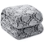 KAWAHOME Faux Fur Throw Blanket King Size Winter Super Soft Cozy Warm Fluffy Plush Blanket Quatrefoil Pattern for Couch Sofa Bed, 108" X 90" (Dark Grey)