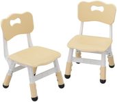 GarveeHome Adjustable Kids Chair (2pcs), 3 Level Height Adjustable Toddler Chair, Plastic Indoor Outdoor Child Chair for Children Age 2-8 Family School Home Daycare Use, Beige