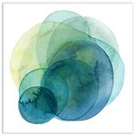 Empire Art Direct Abstract Art,Frameless Tempered Glass Panel,Contemporary Wall Decor Ready to Hang,Living Room,Bedroom & Office, Evolving Planets I Green, White 38" x 38" x 0.2"