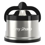 AnySharp Pro Metal World's Best Knife Sharpener with Suction, Brushed Metal