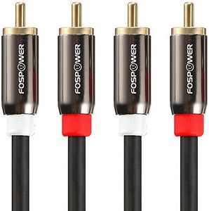 FosPower (3m / 10ft) 2 RCA M/M Stereo Audio Cable [24K Gold Plated | Copper Core] 2RCA Male to 2RCA Male [Left/Right] Premium Sound Quality Plug