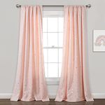 Lush Decor Star Blackout Window Curtain Panel Pair, 84" Long x 52" Wide, Blush