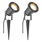 Long Life Lamp Company 2 x MR16 12V Outdoor Garden Spike Ground Mount or Watt Light IP65 Matt Black Low Voltage