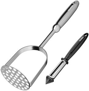SOLVIREN Potato Masher Stainless Steel, Heavy Duty One-Piece Masher
