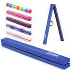 ZELUS 8ft. Folding Gymnastics Balance Beam, Floor Balance Beam w/Carry Handles Anti-Slip Base for Kids, Beginners & Professional Gymnasts (8 ft, Blue)