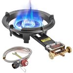 ARC Outdoor Propane Burner Stove, Single Propane Burner, Cast Iron Portable Propane Burner With 0-20 PSI CSA Adjustable Regulator And Stainless Steel Hose, Perfect For Outdoor Wok Burner