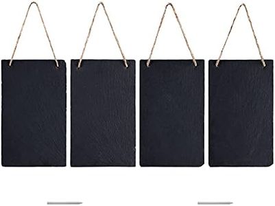 Navaris Hanging Slate Chalkboard Signs (Set of 4) - 6" x 10" Farmhouse Black Board Sign with Chalk for Outdoor, Door, Wall, Weddings - Vertical